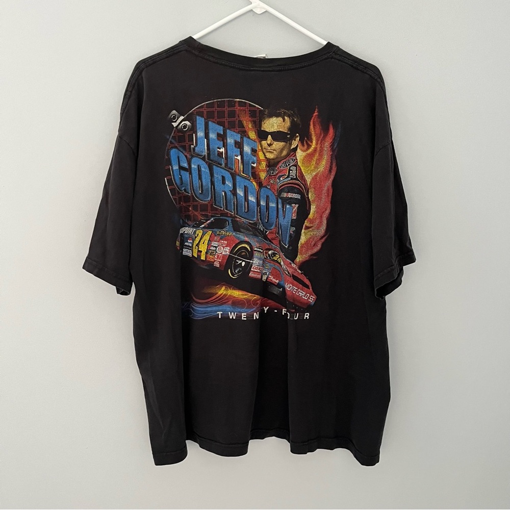 VINTAGE NASCAR Shirt Mens Extra Large Black Jeff Gordon #24 Fire Racing Casual